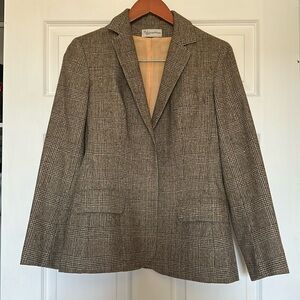 Vintage Evan-Picone Wool Tweed Plaid Blazer Jacket Coat Brown